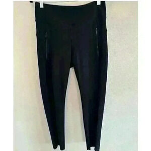 Women's Athleta S84445 Stellar Crop Pant Black Zipper Pocket Leggings Size M